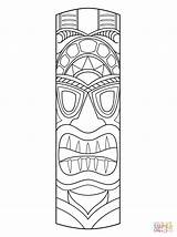 Tiki Mask Totem Hawaiian Theme Coloriage Masque Masks Hawaiano Hawaiana Maske Templates Masken Colorare Supercoloring Ausmalen Disfraz Tikki Totempfahl Tembo sketch template