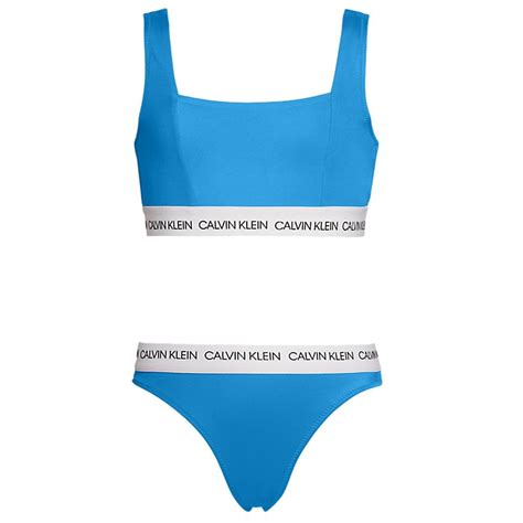 calvin klein girls ck logo swim bralette bikini set blue aster