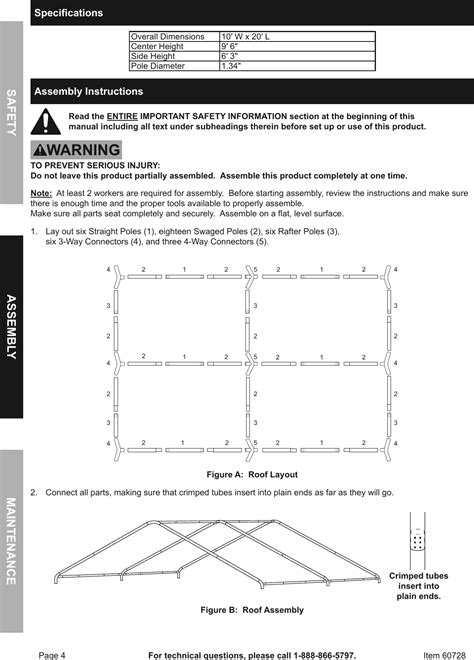 harbor freight  ft   portable car canopy product manual