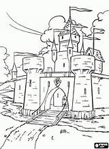 Castle Coloring Pages Moat Drawing Surrounded Drawbridge Castles Adult Water Printable Medieval Gif Sheets Oncoloring Churches sketch template