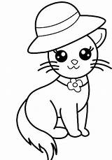 Cat Hat Wearing Coloring Printable Pages Kids Description sketch template