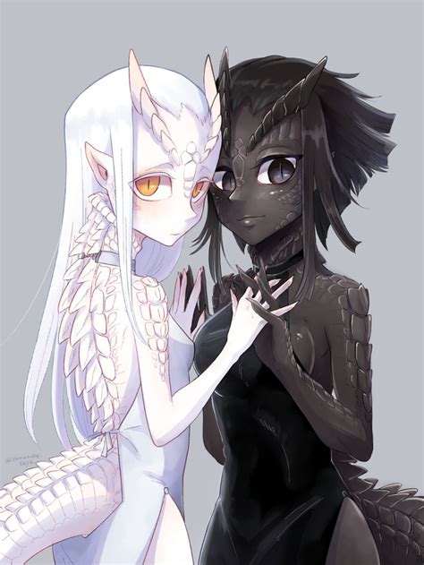 pretty white and black dragon girls original 13 mar 2018 ｜random