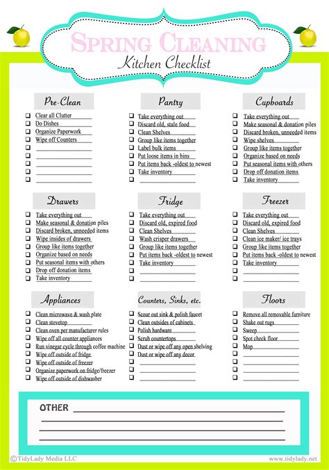 spring clean checklist template