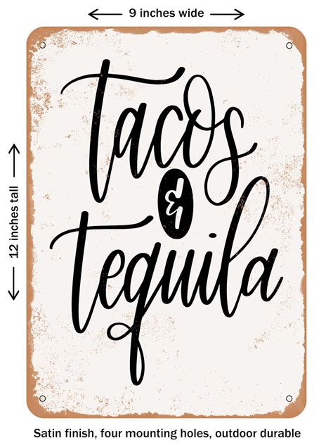 Decorative Metal Sign Tacos And Tequila 2 Vintage Rusty Look