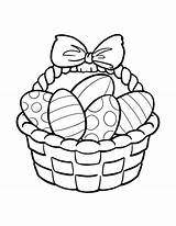 Easter Basket Egg Coloring Pages Printable Colouring Clipart Drawing Bunny Empty Easy Clip Flower Eggs Picnic Print Basketball Color Drawings sketch template