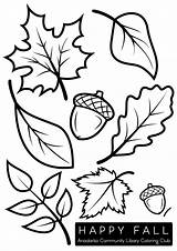 Coloring Fall Leaves Pages Autumn Leaf Sheets Clip Printable Acorns Templates Kids Crafts Okpls Drawing Color Acorn Club Drawings Template sketch template