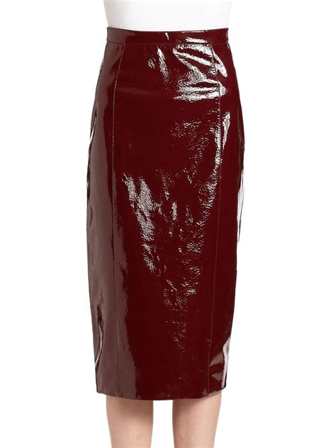 Lyst Burberry Prorsum Patent Leather Skirt In Red