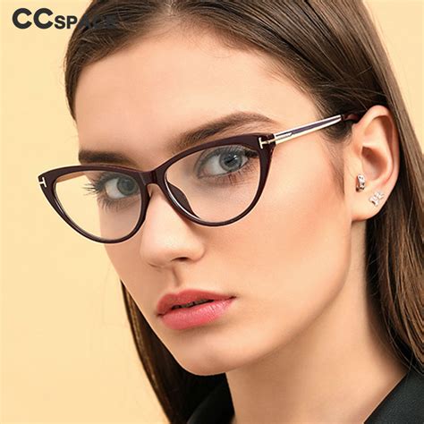 cat eye glasses frames women retro oval metal legs brand designer
