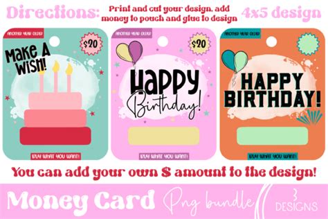 printable birthday card money card graphic  rumi design creative