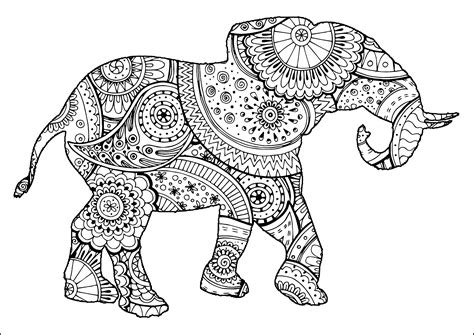 elephant  zentangle  paisley motifs elephants adult coloring pages