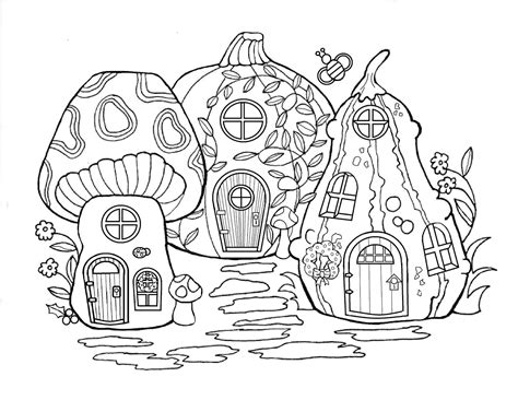 fairy house coloring coloring pages