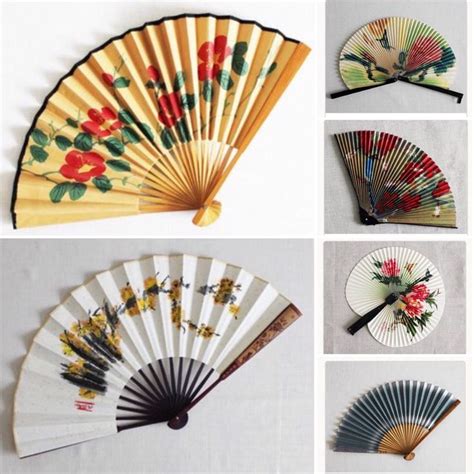 japanese souvenir gift vintage large wooden paper fan hand etsy uk