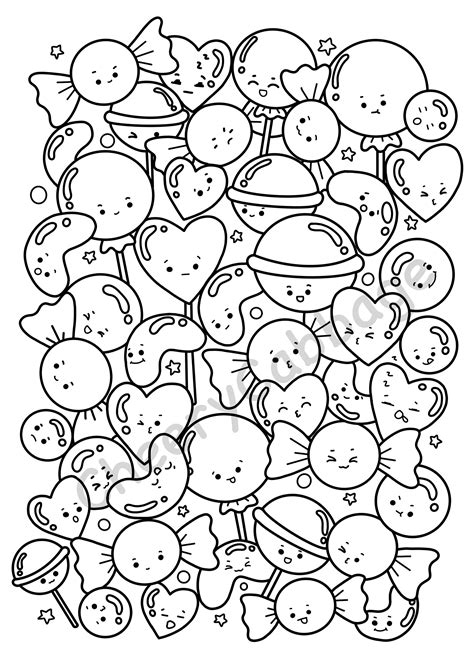 candy coloring page printable coloring page  kid  adult etsy