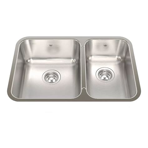 Kindred 27 Inch 60 40 Double Bowl Undermount Kitchen Sink In Stainless