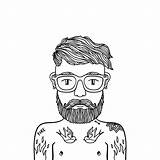 Beard Porträt Hübschen Artillustration Stilvollen Bart Zufälligen Vektoren Illustrationen sketch template