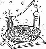 Pasta Coloring Pages Getcolorings Italian Restaurant sketch template