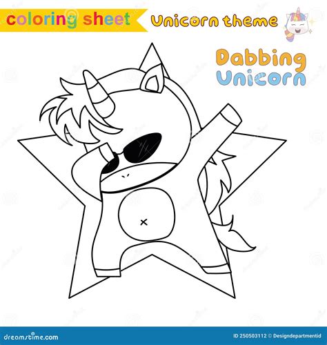 coloring unicorn worksheet  children vector illustrations stock
