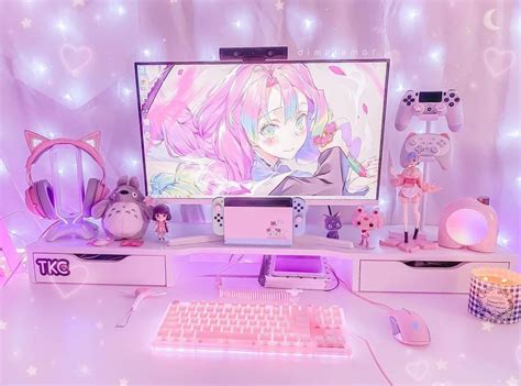 aesthetic pc setup credit maruunie  instagram video game room