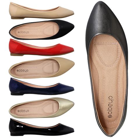 Womens Ballet Flats Pointed Toe Slip On Cushioned Closed