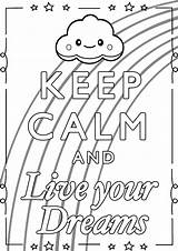Coloring Calm Keep Dreams Pages Live Cute Rainbow Kids Print Color Adult Printable Justcolor Cloud Background Colouring Sheets Colorier Coloriage sketch template