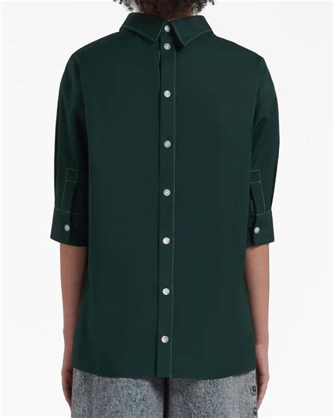 marni deep green back button down blouse stanley korshak