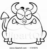 Chubby Devil Mad Clipart Cartoon Thoman Cory Outlined Coloring Vector sketch template