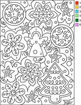 Christmas Number Color Sheets Coloring Pages Printable Tree Activity Ornaments Preschoolers sketch template