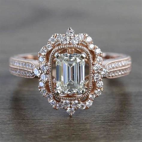 Vintage Halo Diamond Engagement Ring In Rose Gold