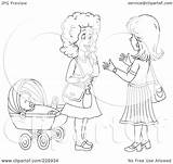 Two Women Coloring Outline Baby Clipart Chatting Illustration People Royalty Rf Bannykh Alex Clipground sketch template
