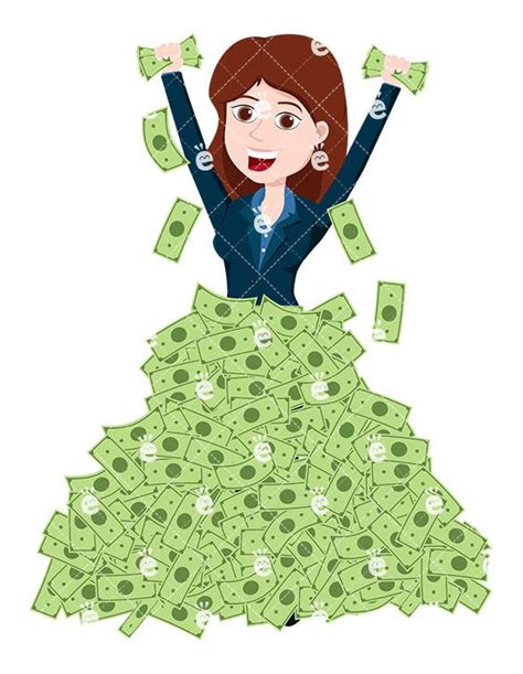 Woman Behind Huge Pile Of Money Vector Cartoon Clipart Friendlystock