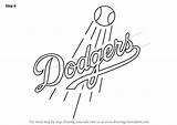 Dodgers Los Angeles Logo Coloring Pages Drawing Draw Step Mlb Tutorials sketch template