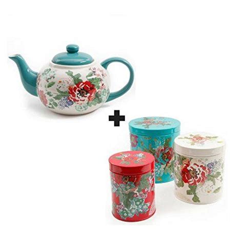 The Pioneer Woman Country Garden Teapot Bundled With 3piece Canister