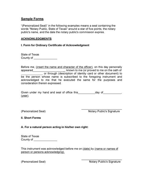 Printable Notary Forms Texas Tutore Org Master Of Documents