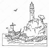 Cliff Drawing Lighthouses Lighthouse Coloring Pages Template Getdrawings sketch template