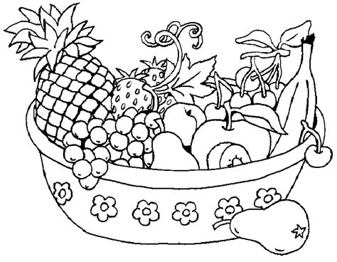 fruit bowl colours colouring pages