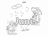 June Coloring Pages Months Year Print Month Kids Printable Colouring Rain Size Popular sketch template
