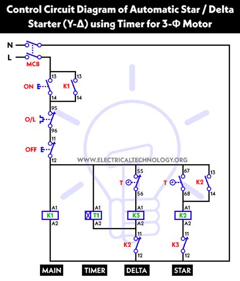 automatic star delta starter power control wiring diagram electrical circuit diagram