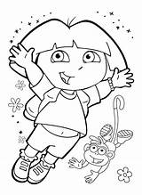 Dora Coloring Explorer Pages Color Kids Jumps Monkey Boots Pages2color Print Printable Cookie Copyright sketch template