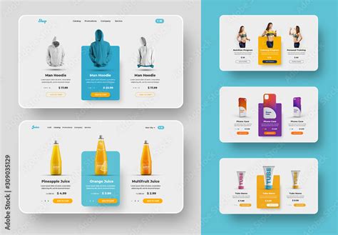 digital ui product cards layout set stock template adobe stock