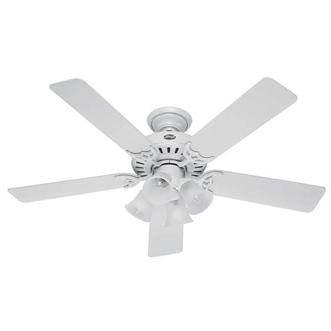 hunter fan company  downrod mount  white blades ceiling fan