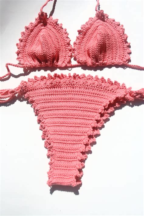 Pink Crochet Bikini Crochet Bikini Crochet Bikini Set Crochet Hot Sex