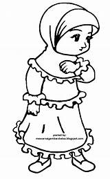 Muslim Coloring Ana Gambar Mewarnai Cartoon Anak Muslimah Template Untuk Sketsa sketch template