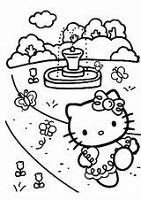 Coloring Kitty Hello Pages Print Cartoon Colouring Clipart Cliparts Picnic Mewarnai Clip Book Princess Color Tree Z31 Gif Putih Hitam sketch template