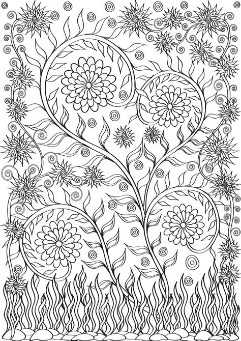 printable relaxation flower coloring pages  adults thekidsworksheet