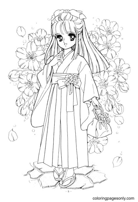 pretty anime girl coloring page  printable coloring pages
