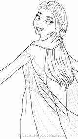 Elsa Frozen Coloring Pages Dress Cristina Painting sketch template