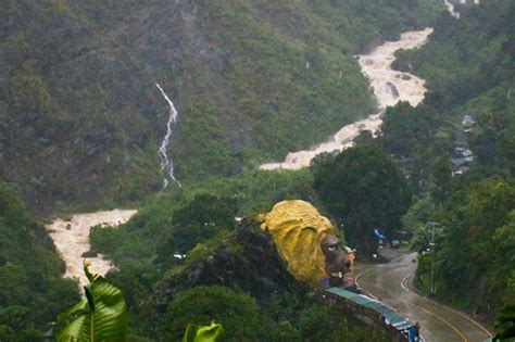raging waters flow   bued river running  kennon road  benguet   photo