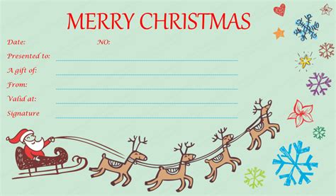 santa claus gift certificate template giftcard christmas merry gift