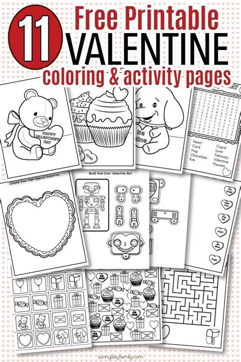 printable valentine coloring pages  valentine activity sheets