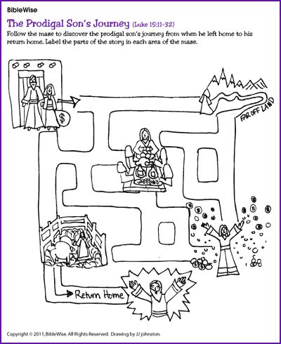 prodigal sons journey maze kids korner biblewise sunday school